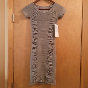 Elegant Gray Ruched Dress